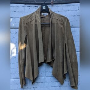 BEIGE/BROWN LAMARQUE ASYMMETRICAL LEATHER JACKET WOMENS SIZE LARGE